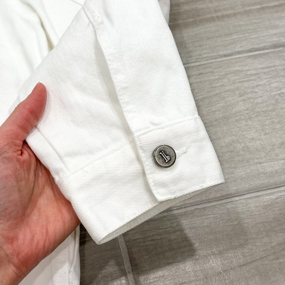 Anthropologie Pilcro Oversized Denim Jean Boyfriend Jacket in Off-White Size M - Picture 14 of 15